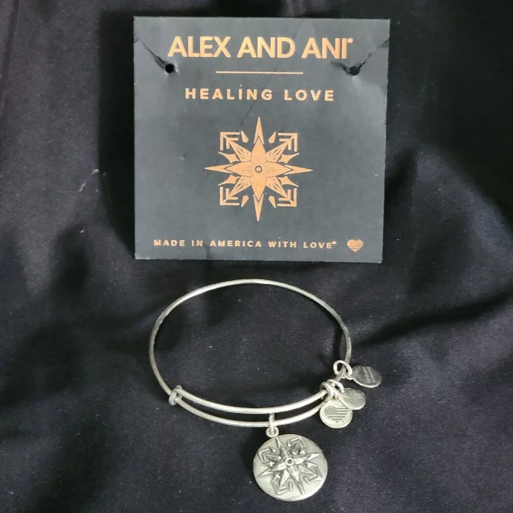 Alex and Ani Healing Love Charm Bangle Expandable 2016 Silver Bracelet